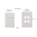 4 Port Flush Mount Oversize Designer 2 piece Keystone Plate